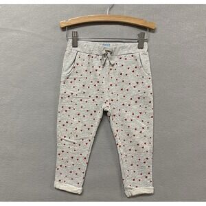 Gaby Gap Toddler Girls Heather Gray cropped Sweat Pants with Red Hearts - 2T